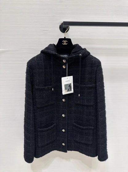 Chanel 25B black hooded jacket
