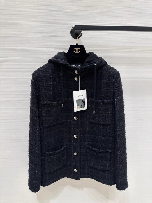 Chanel 25B black hooded jacket
