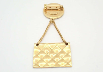 Chanel Vintage Gold Plated Handbag Charm CC Logo Brooch