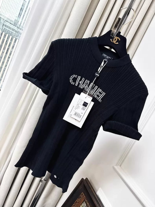 Chanel 21S Black Ruffled Top