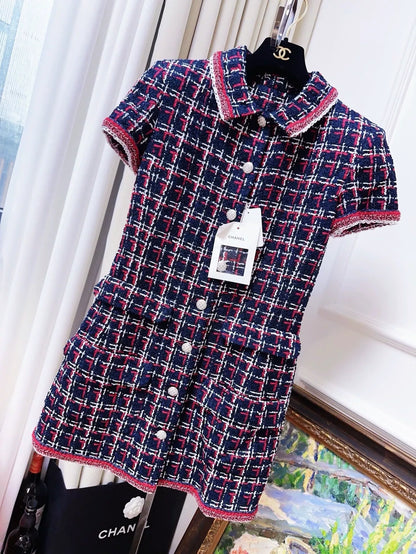 Chanel 20s Red and Blue Dress