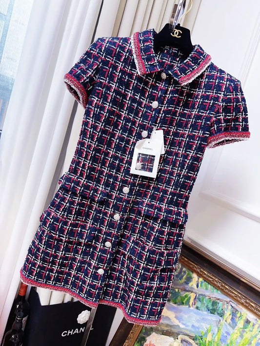 Chanel 20s Red and Blue Dress