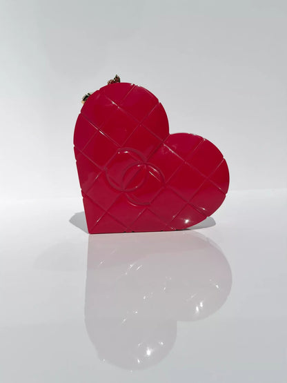 Chanel Vintage 2002 Red Lucite Heart Minaudière