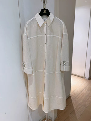 Hermes off-white mesh openwork lambskin dress