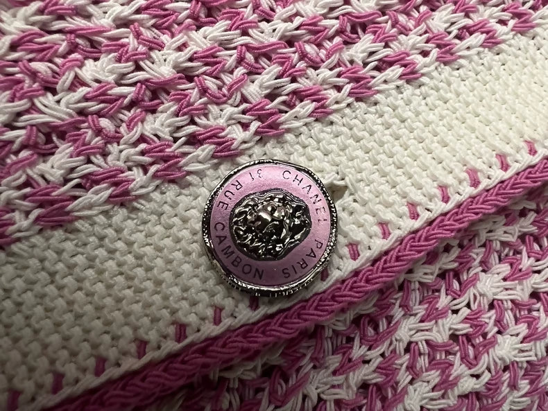 Chanel pink knit cardigan