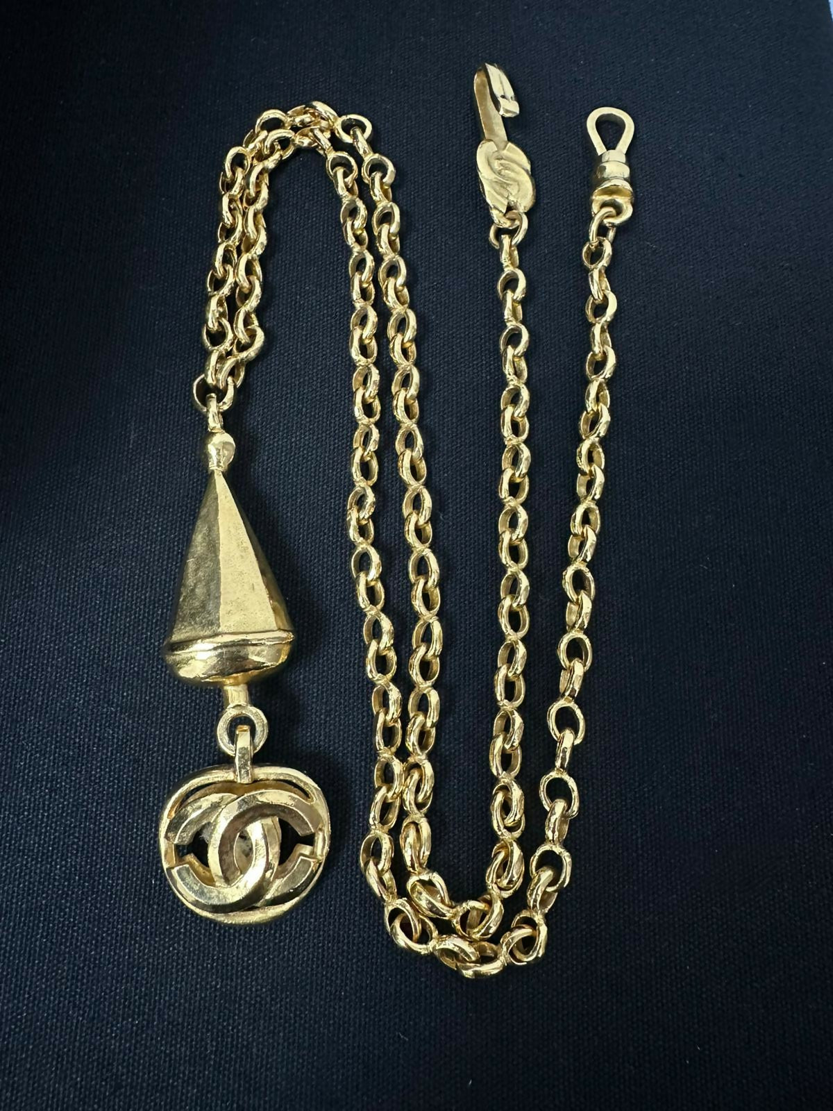 Chanel Vintage 96P Gold-Plated Conical Long Necklace