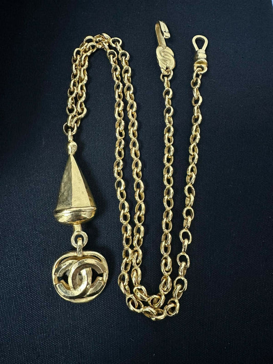 Chanel Vintage 96P Gold-Plated Conical Long Necklace