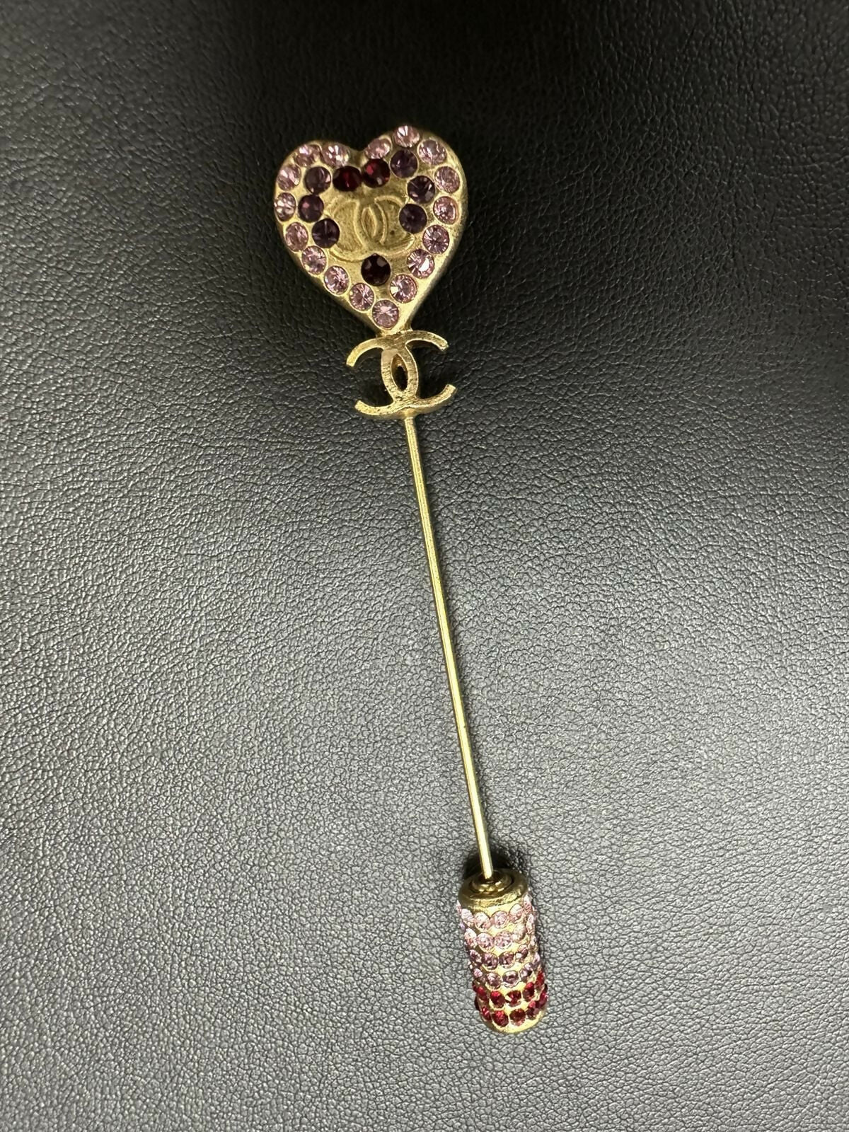 Chanel Vintage 02P Rhinestone Heart Branch Pin Brooch