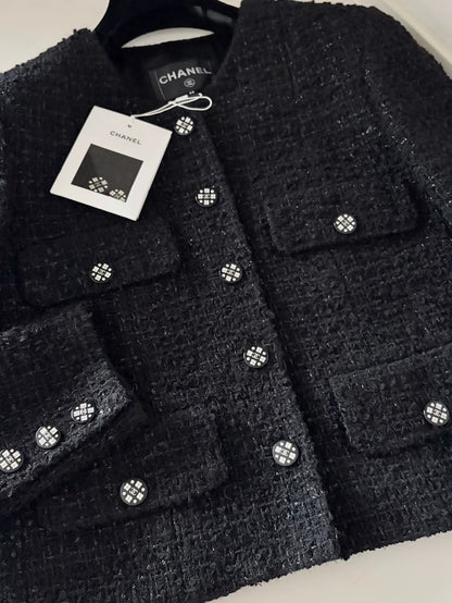 Chanel 21K Black Tweed Jacket