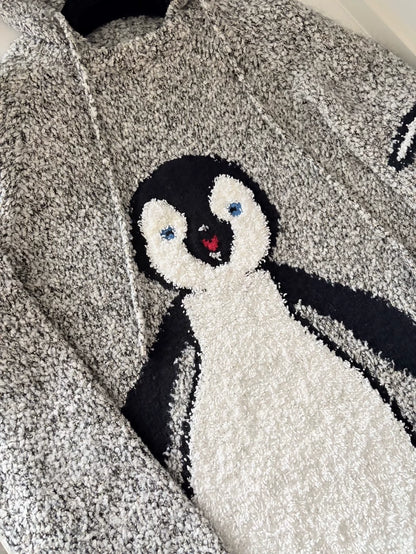 Chanel 07A Penguin Grey Cashmere Hooded Knit Sweater