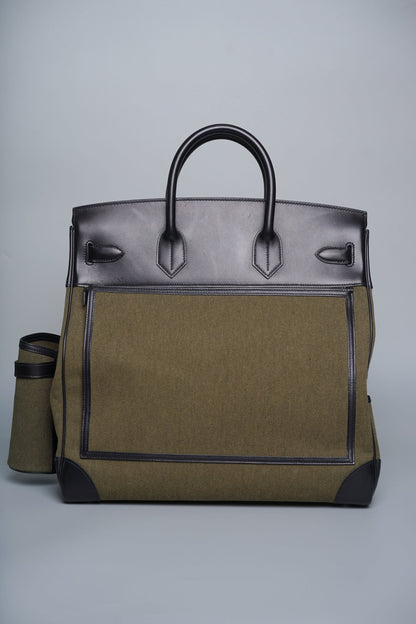 Hermes Birkin 40 HAC Cargo Vert Militaire Toile black Evercalf leather Palladium Hardware