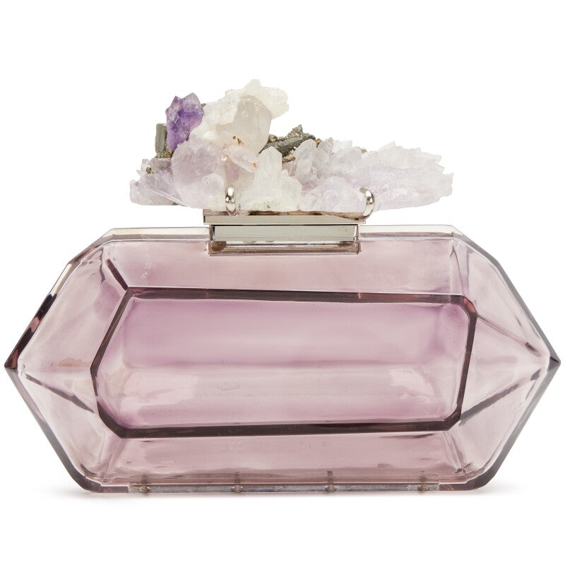 Chanel 12 Purple Crystal Minaudiere Clutch bag with silver hardware