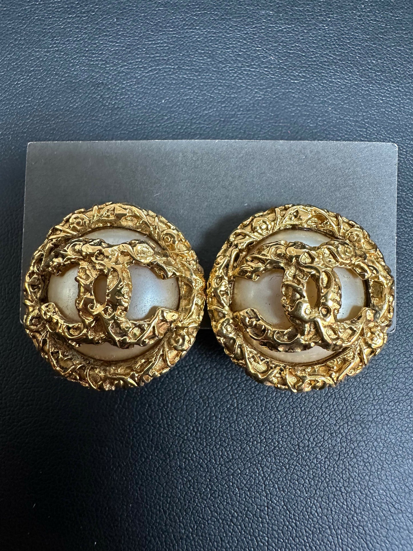 Chanel Vintage 93 Rare Lava Gripoix Mirror Clip-on Earrings