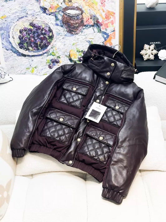 Chanel 22N burgundy leather jacket