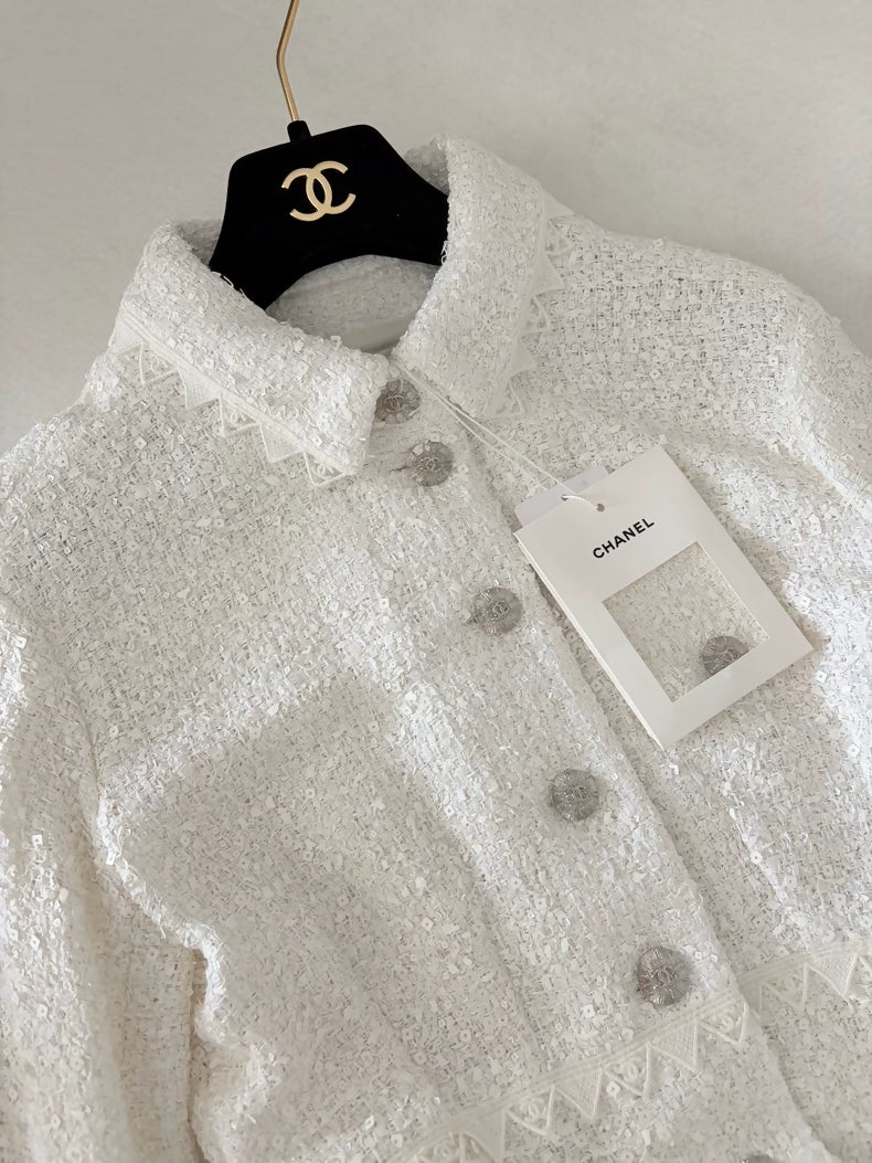 Chanel 24S White tweed Jacket Dress