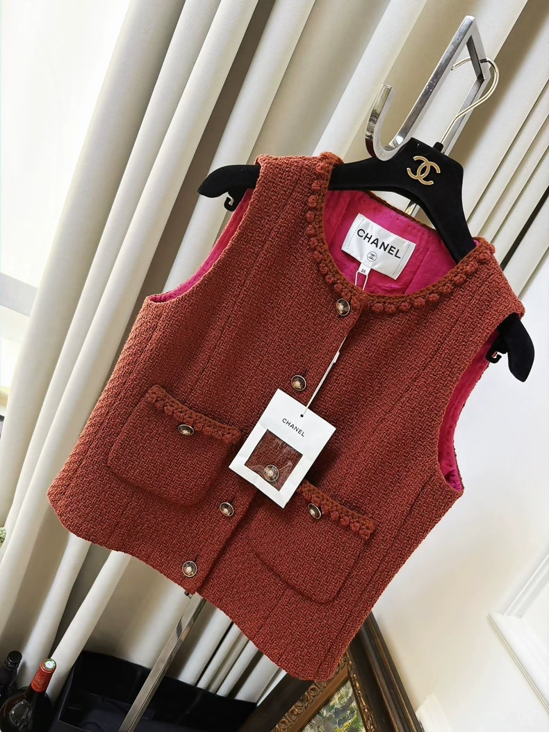 Chanel 24A  brown tweed vest
