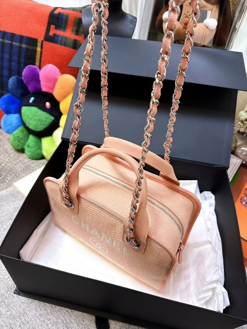 Chanel 22C Orange-Pink Mixed Color Beach Bag