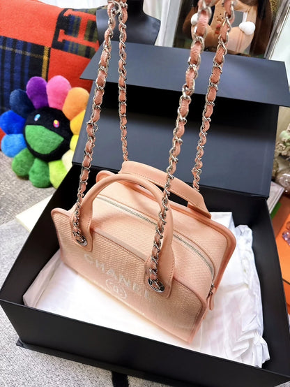 Chanel 22C Orange-Pink Mixed Color Beach Bag