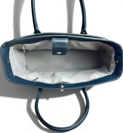 Chanel Navy Blue Caviar Leather Cerf Executive Shopper Classic Tote Bag SHW