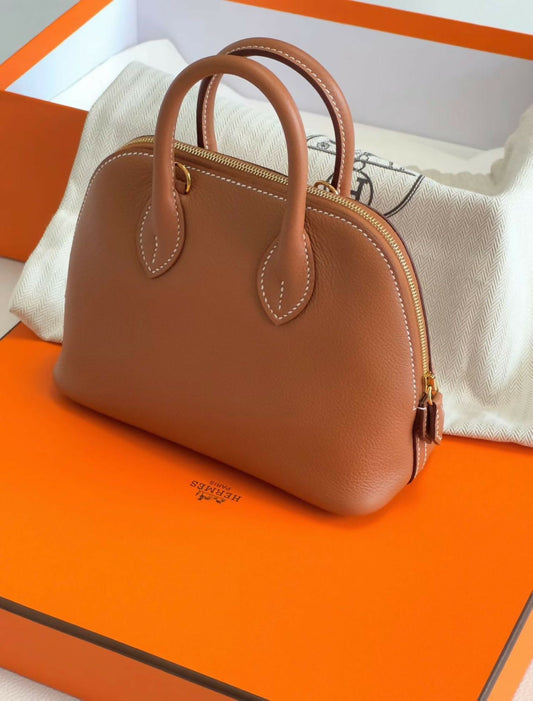 Hermès Mini Bolide Gold / Gold Brown Epsom Leather with Gold Hardware K Stamp
