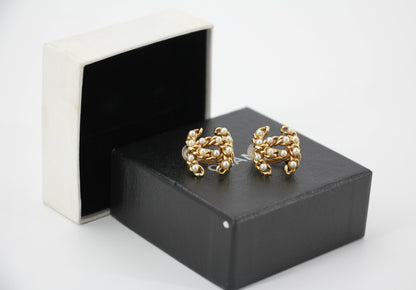 Chanel Vintage 03A Imitation Pearl Gold-plated Clip-on Earrings