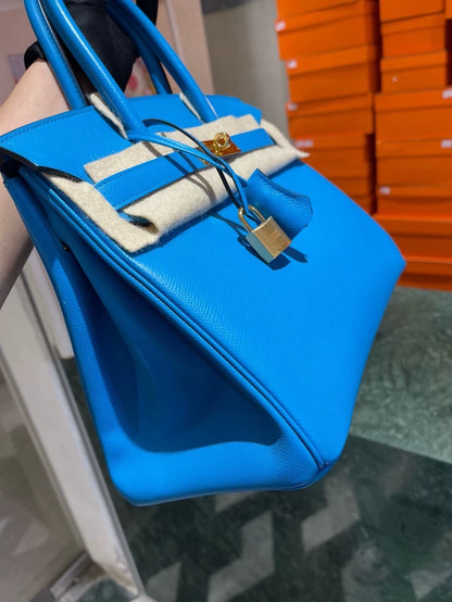 Hermes Birkin 30 B3 Blue Zanzibar Epsom Leather gold hardware
