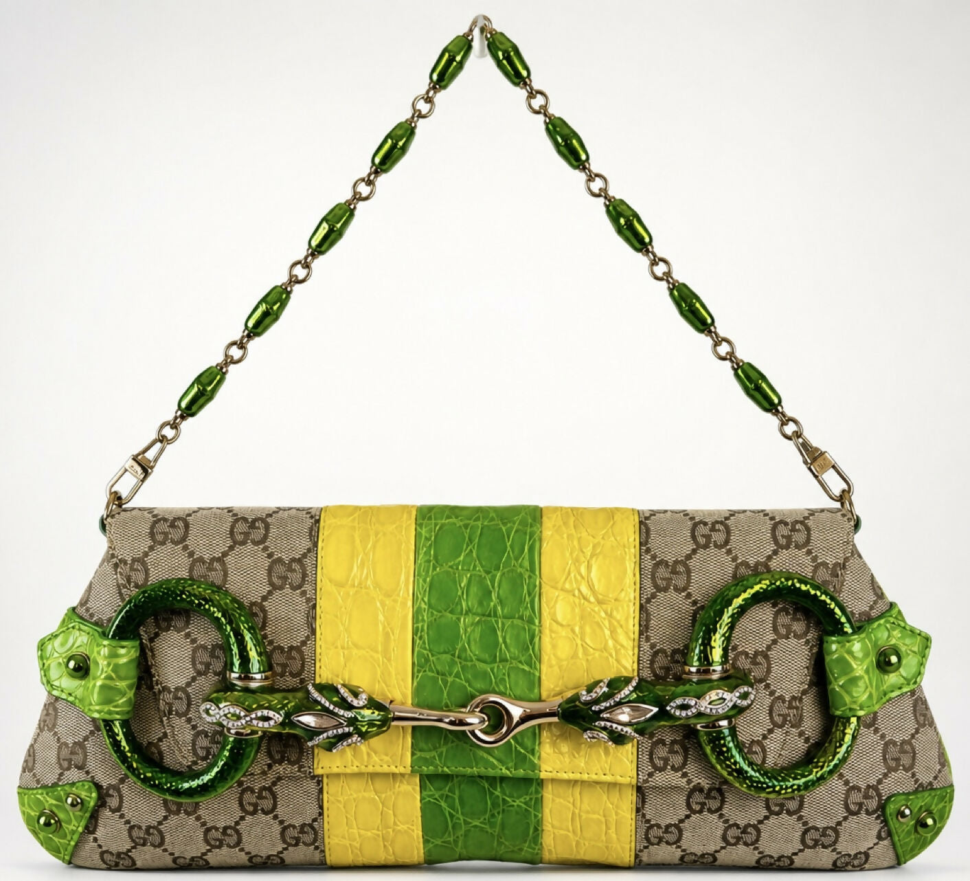 GUCCI Ultra Collectible Croc Horsebit Serpent Large Clutch Bag
