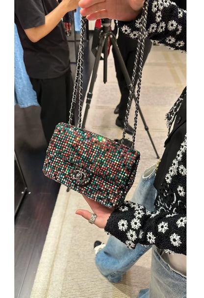 Chanel 23A mini flap CF Chain with Colored Crystals