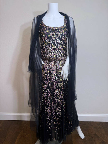 Chanel 2006 Cruise Navy Sequin Maxi Dress