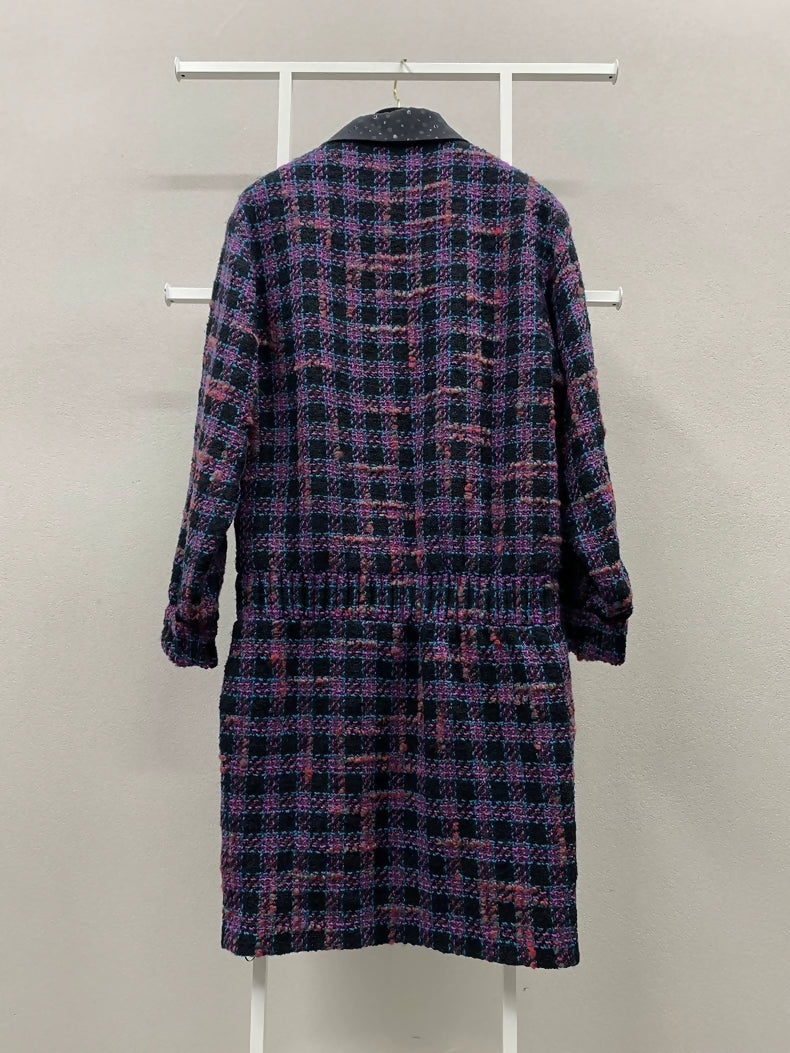 Chanel 22K purple-black plaid tweed dress