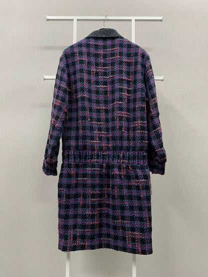 Chanel 22K purple-black plaid tweed dress