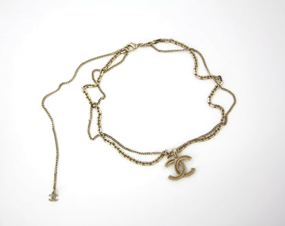 Chanel A21V Rhinestone and Metal Double-Layer Embossed Choker Necklace