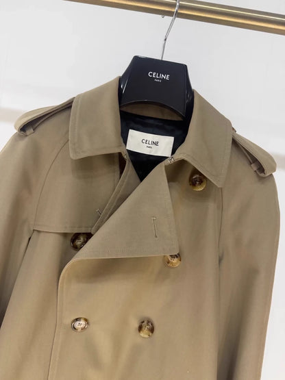 Celine khaki long trench coat,