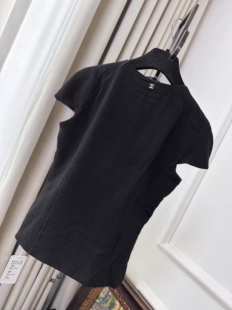 Chanel 23s black bow top