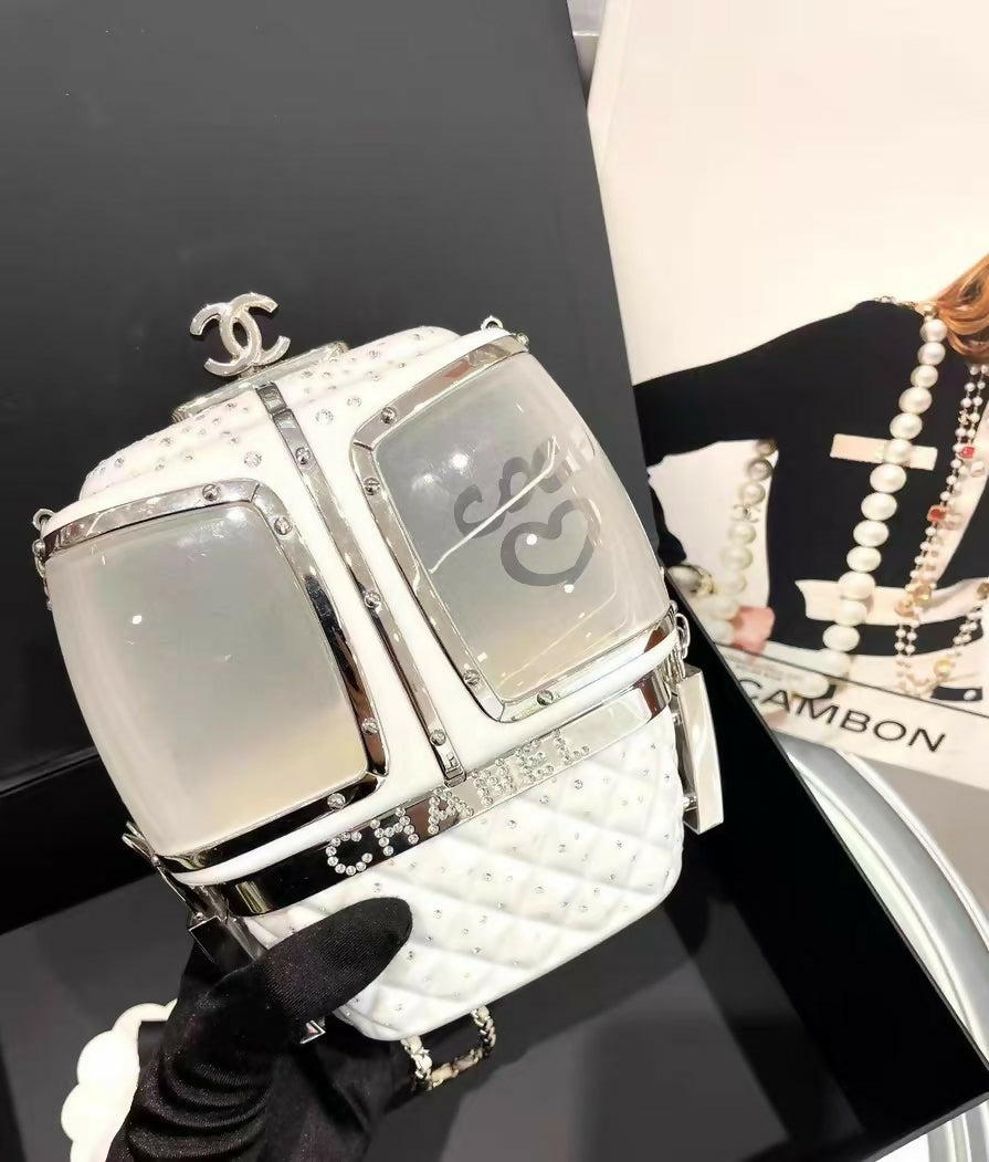 Chanel 2019 White Gondola Minaudière Evening in the Mountain Clutch Bag