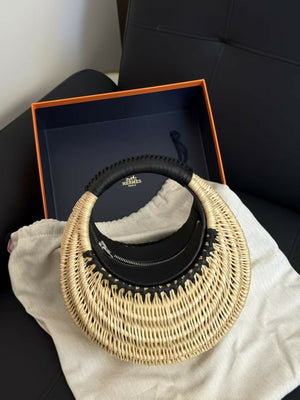 Hermès Panier Arceau Wicker (Osier) / Swift Leather Runway Exclusive with Palladium Hardware