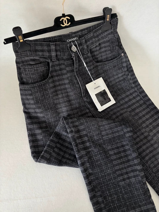 Chanel 24A Black/Grey Straight Leg Pants