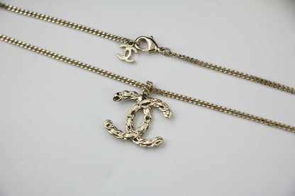 Chanel A20S Leather-threaded Metal Black Gold CC Necklace