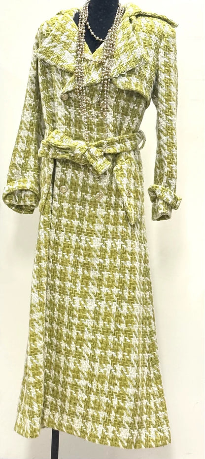 Chanel 22B green houndstooth coat