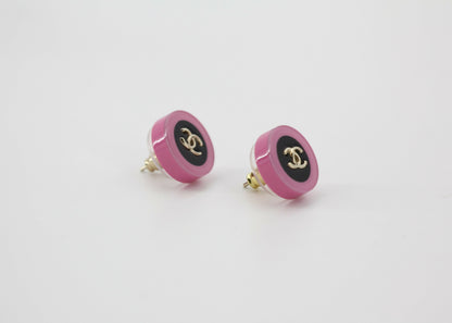 Chanel D19K Acrylic Pink Purple Thin Round Earrings