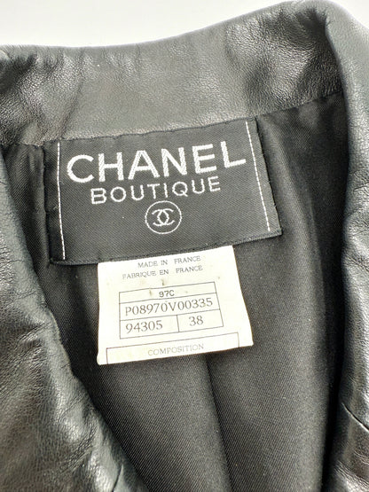 Chanel 97C Black Leather Jacket_Size 38