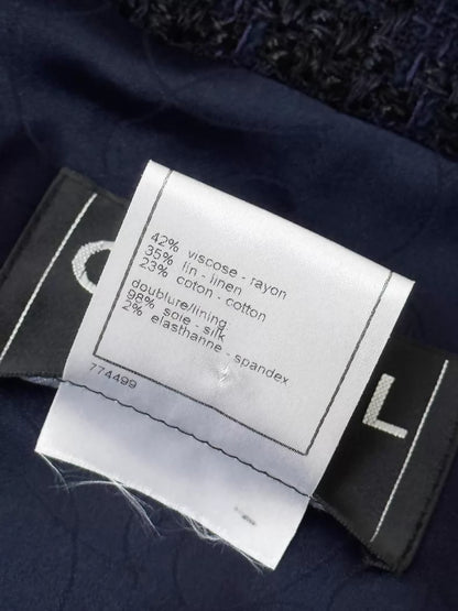 Chanel 07P Navy Blue tweed Dress and Jacket Set