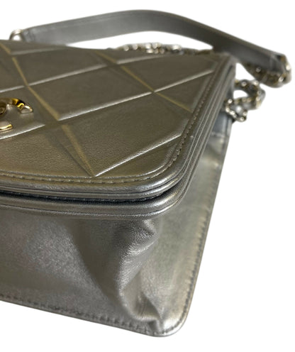 Chanel Airlines 16P Mini Propellor Metallic Calfskin Silver Flap Bag