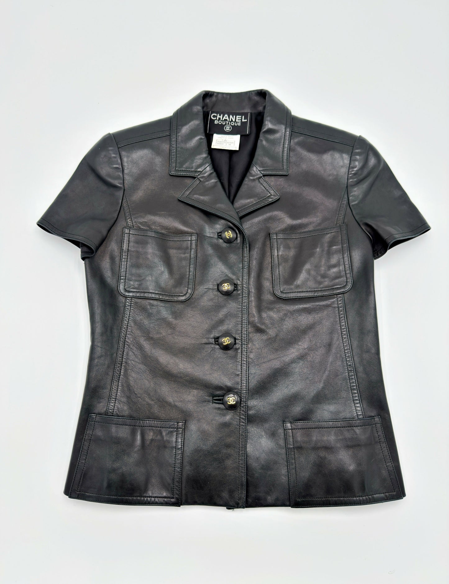 Chanel 97C Black Leather Jacket_Size 38