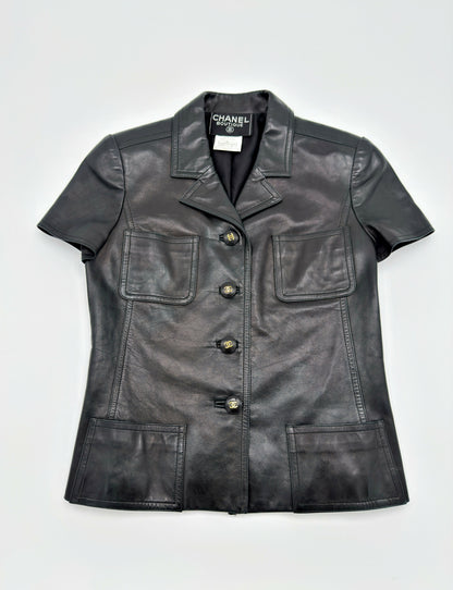 Chanel 97C Black Leather Jacket_Size 38
