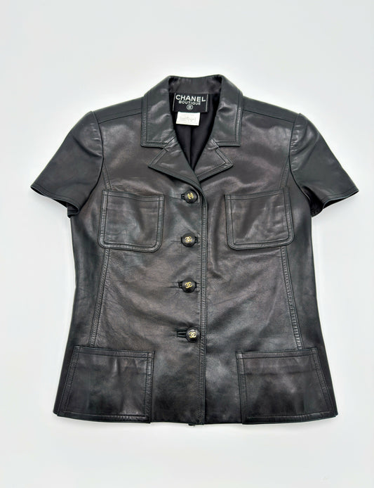 Chanel 97C Black Leather Jacket_Size 38