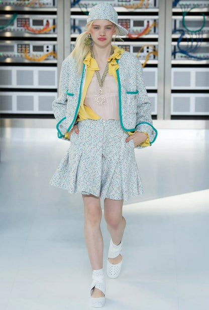 Chanel 17S Runway Yellow Crystal Oversized CC Clip On Statement Earrings