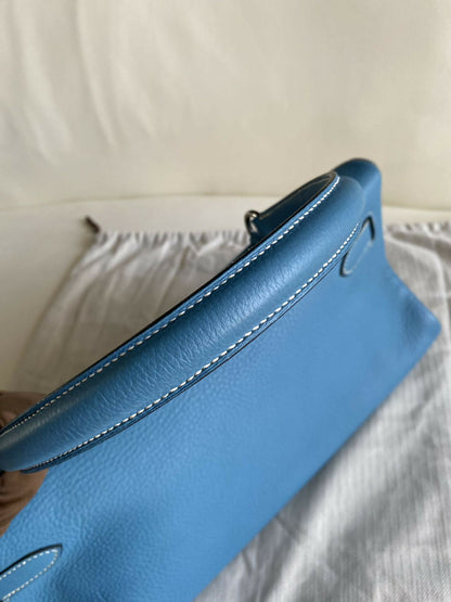 Hermes Vintage Kelly shoulder fringe in denim blue