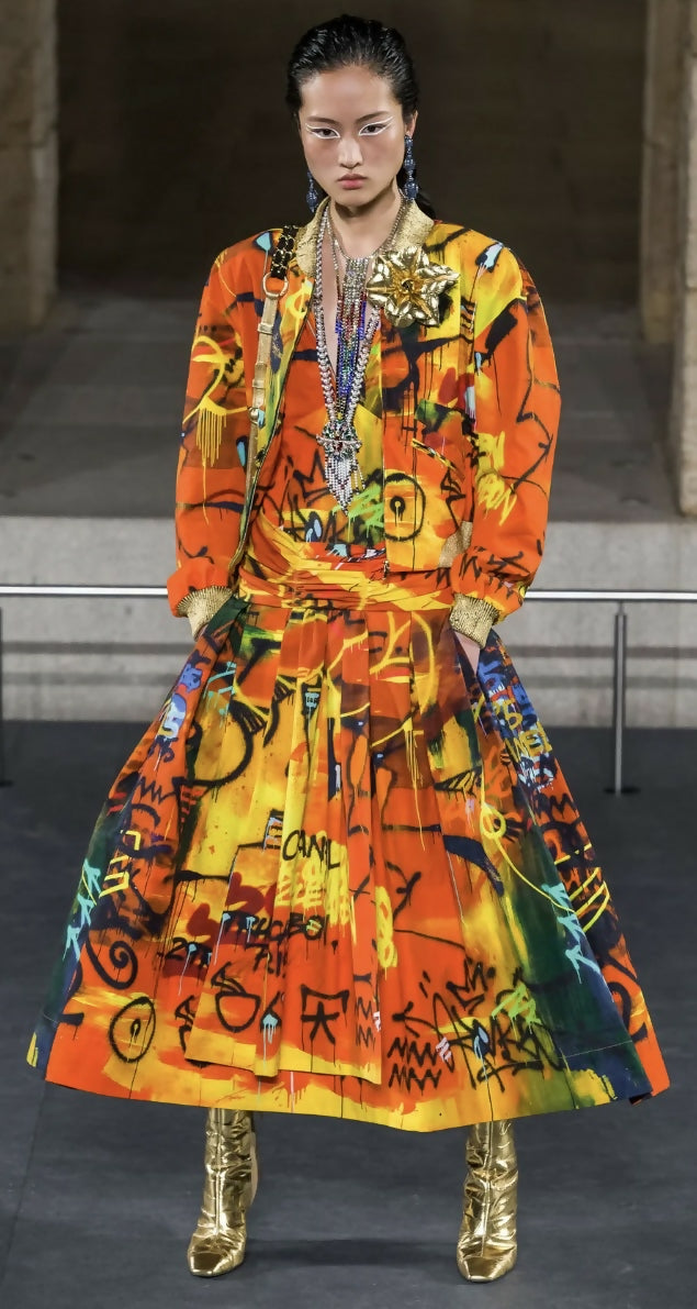 CHANEL 19A PARIS NEW YORK EGYPT SACRED SYMBOLS GRAFFITI BOMBER JACKET FR 34