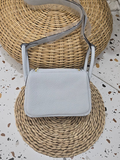 Hermes Mini Lindy glacier blue gold hardware